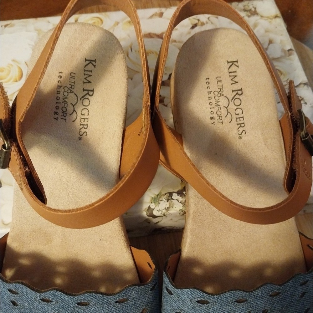 Kim Rogers Ultra Comfort Hayward Blue Sandals Size 8M Cork Soles Summer Strap EC - Picture 8 of 11